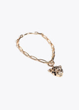 Necklace chain front closure leopard head pendant
