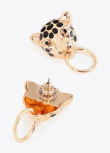 Leopard chain and hoop combined earring
