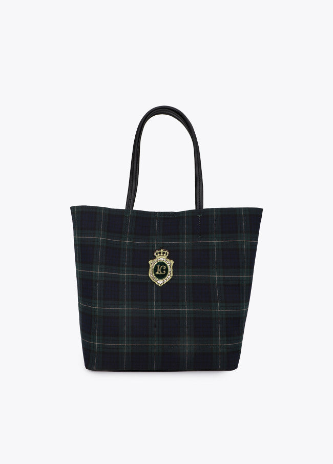 Checkered fabric shopper and shield