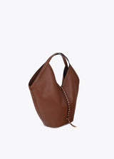 Leather-effect shopper with mini studded strap
