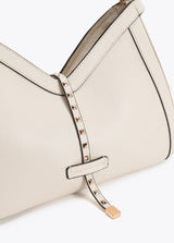 Faux leather shoulder bag with mini studded strap