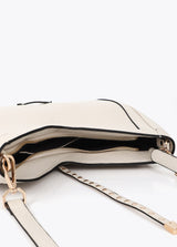 Faux leather shoulder bag with mini studded strap