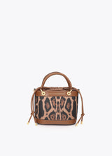 Combined bucket bag with leather effect and animal print
