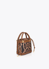 Combined bucket bag with leather effect and animal print