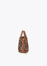 Combined bucket bag with leather effect and animal print