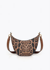 Combined shoulder bag with leather effect and animal print