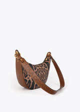 Combined shoulder bag with leather effect and animal print