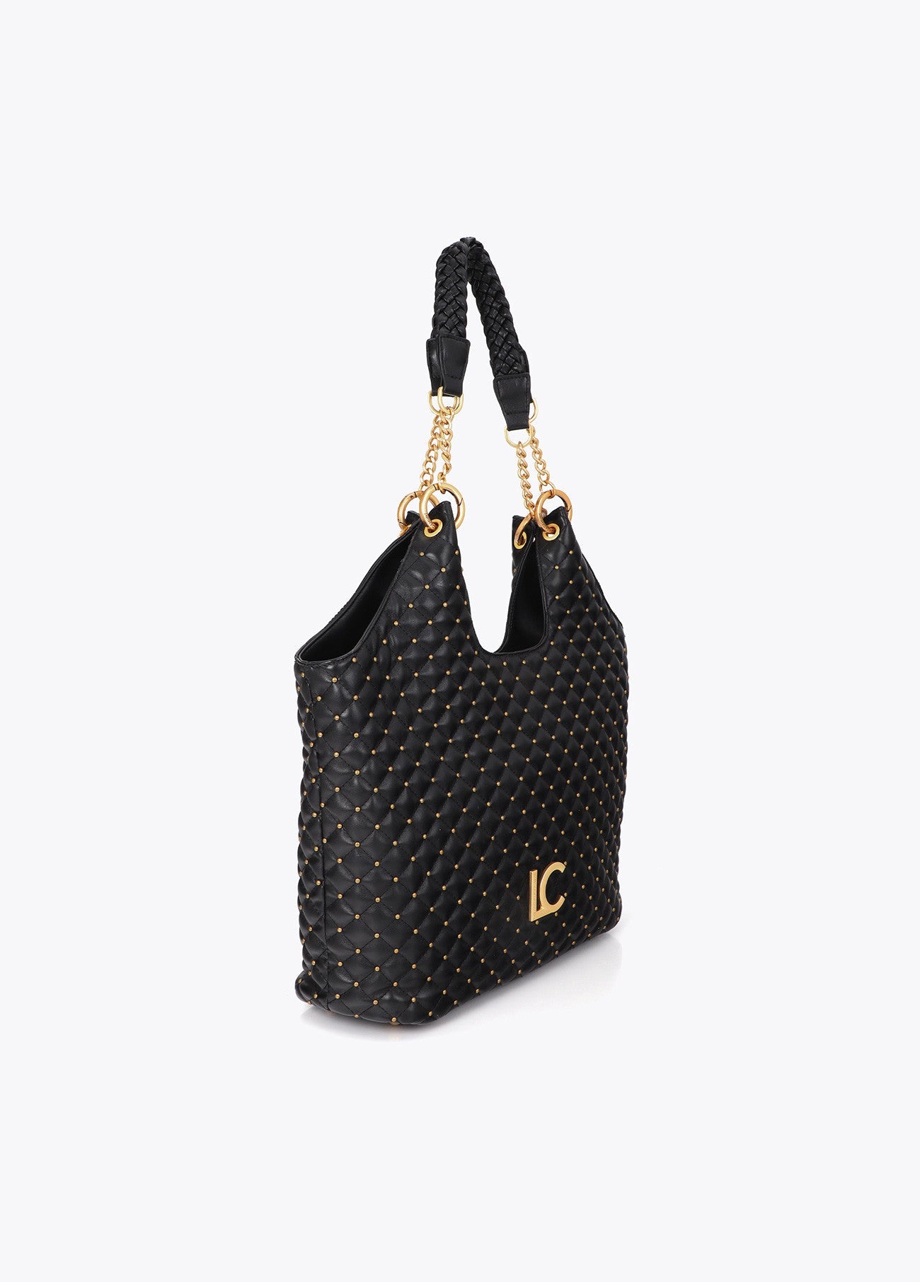 Padded shopper with mini studs