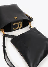 Crossbody bag with chain detail and leopard logo