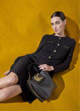 Crossbody bag with chain detail and leopard logo