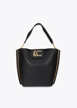 Shopper with chain detail and leopard logo