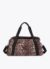 Nylon weekend bag with animal print