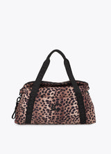Nylon weekend bag with animal print