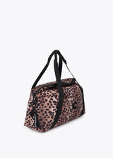 Nylon weekend bag with animal print