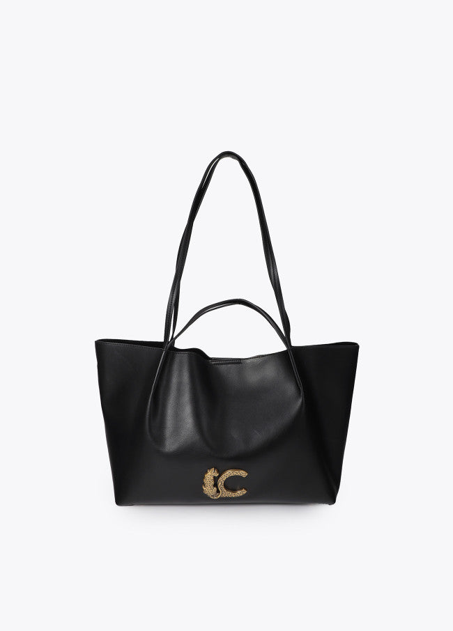 Leather-effect shopper with double handle