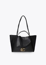 Leather-effect shopper with double handle