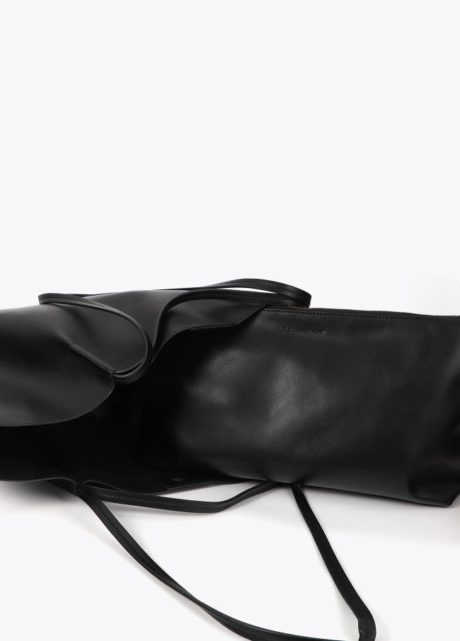 Leather-effect shopper with double handle