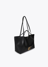 Leather-effect shopper with double handle