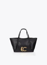 Leather-effect shoulder bag with double handle