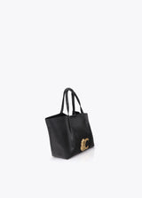 Leather-effect shoulder bag with double handle