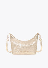 Leather effect shoulder bag with embossed monogram