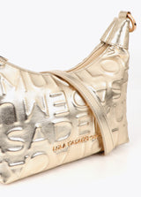 Leather effect shoulder bag with embossed monogram