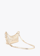Leather effect shoulder bag with embossed monogram