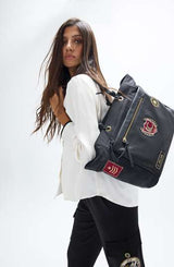 Nylon shopper with patches