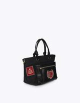 Nylon shoulder bag with patches