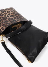 Crossbody bag with chain detail and leopard logo