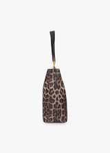 Shopper with chain detail and leather-effect leopard logo