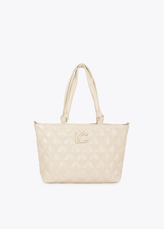 Padded shopper with double stitching and tubular puller