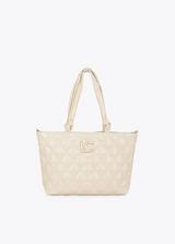 Padded shopper with double stitching and tubular puller