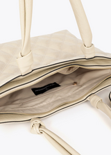 Padded shopper with double stitching and tubular puller