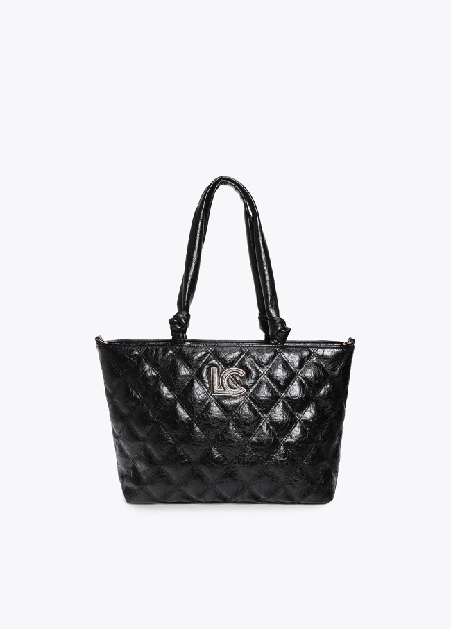 Padded shopper with double stitching and tubular puller