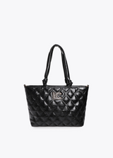 Padded shopper with double stitching and tubular puller
