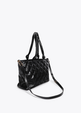 Padded shopper with double stitching and tubular puller