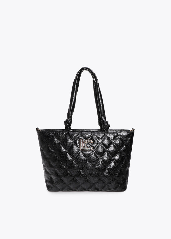 Padded shopper with double stitching and tubular puller