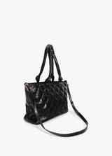 Padded shopper with double stitching and tubular puller