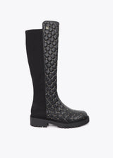 Padded boot with mini studs and chain detail