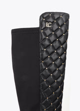 Padded boot with mini studs and chain detail