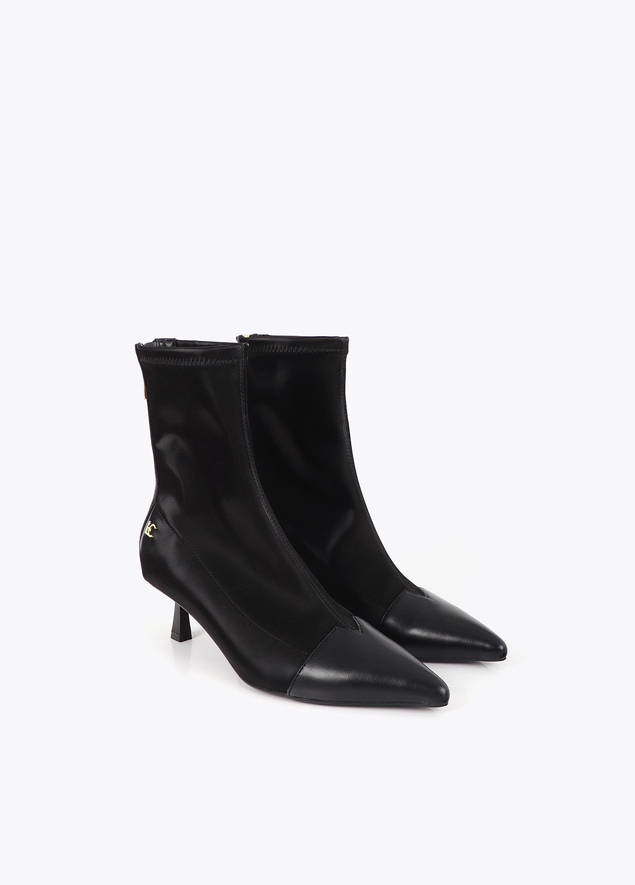 Ankle boots with technical material heel and pearl detail