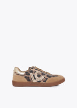 Animal-print sneaker with logo and stud details