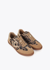 Animal-print sneaker with logo and stud details