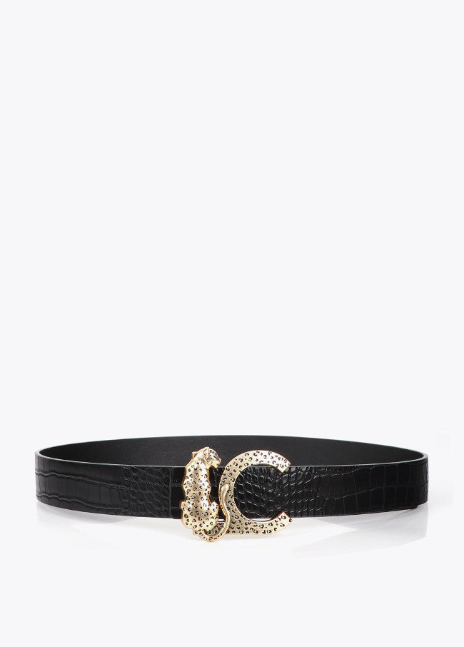 Reversible crocodile effect belt animal buckle