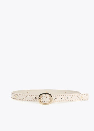 Belt with mini studs and chain buckle