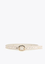 Belt with mini studs and chain buckle