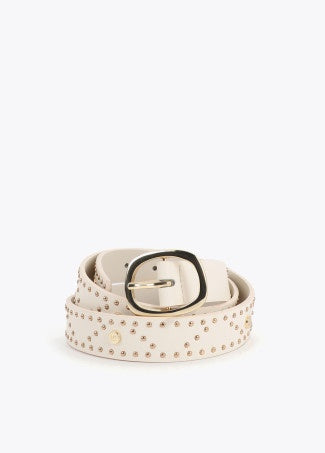 Belt with mini studs and chain buckle