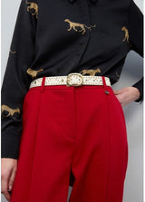 Belt with mini studs and chain buckle
