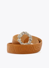 Reversible textured belt with animal buckle